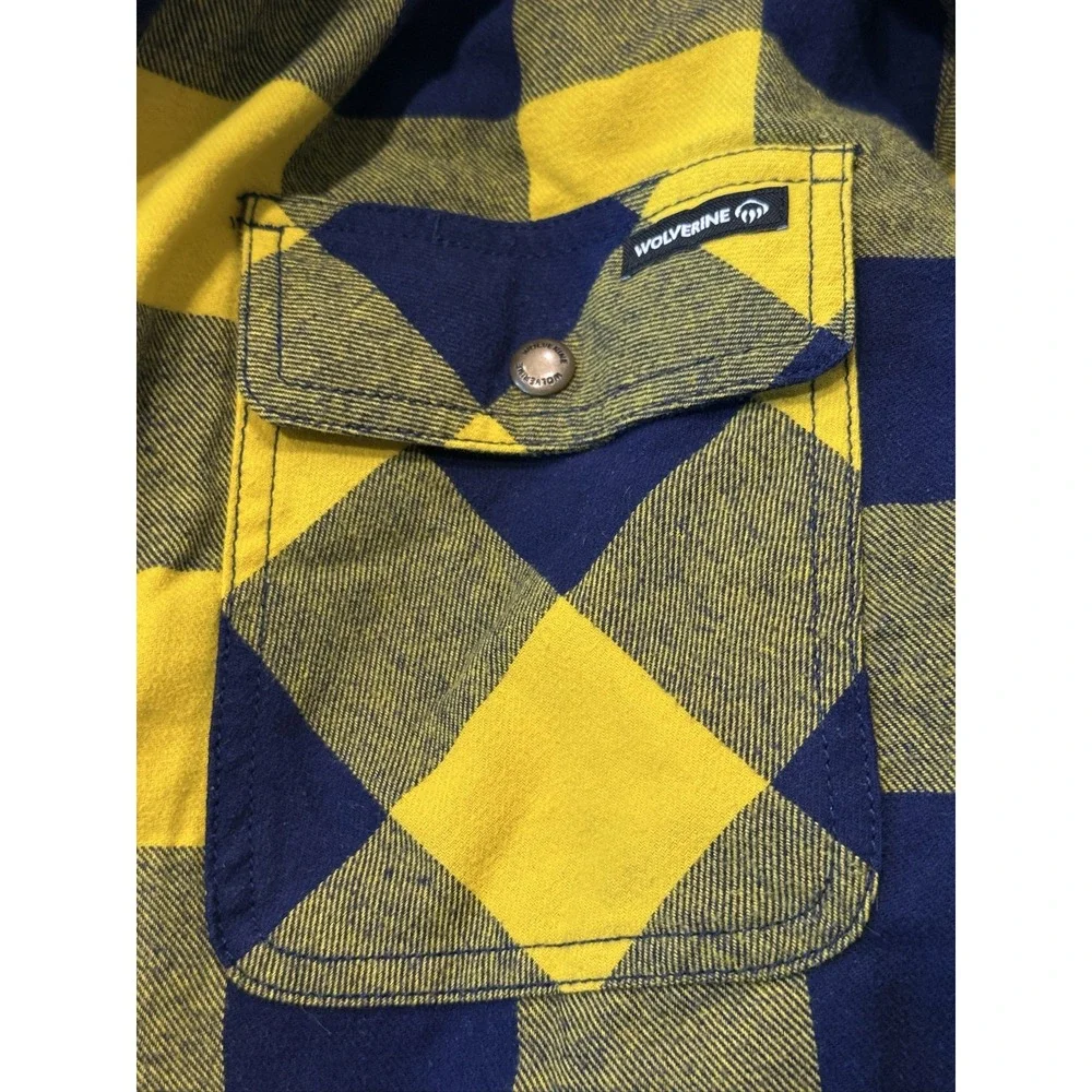 Wolverine Hastings Sherpa Lined Full Zip Shirt Jacket Mens XL Yellow Plaid
